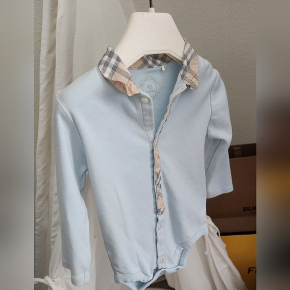 Authentic BURBERRY CHILDREN SET 9M - LIGHT BLUE - Picture 4 of 6